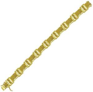 Solid 10k Yellow Gold Men's Round Yellow Diamond Link Bracelet