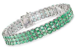 20.00-22.00 ct. t.w. Emerald 3-Row Tennis Bracelet in Sterling Silver