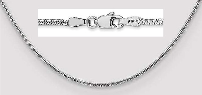 14k White Gold 1.6mm Round Snake Polished Chain Necklace Bracelet