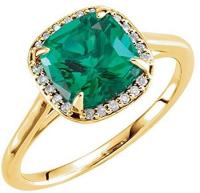 14K Yellow Gold Emerald and Diamond Engagement Ring Size 7 Fine Jewelry Ideal Gifts Valentines Day