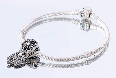 Sterling Silver Charm Bracelet Retro Style Fashion Snake Chain Bracelets