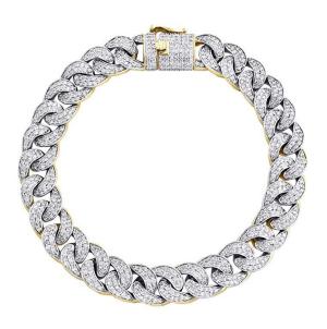 10K Yellow Gold 14mm Diamond Solid Miami Cuban Bracelet