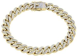 10K Yellow Gold Diamond Box Clasp Lock Miami Cuban Link Bracelet 10mm | 1.35 CT