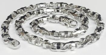 18K Solid White Gold Heavy Anchor Mariner Chain Necklace 7.9 Mm 22 Inches 128 Grams