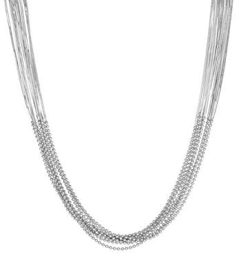 Sterling Silver Rhodium Plated Multi-Strand Snake and Bead Chain Necklace, 18 Inches