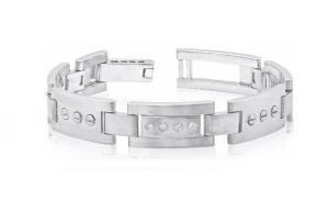 14k White Gold Men'S Bracelet Mb-1666 Diamond 0.6ct Tw