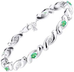 Spectacular Tennis Bracelet Set With Green Emerald & Diamonds - May Birthstone