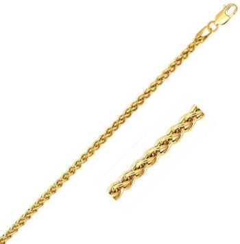 14k Yellow Gold 2.8mm Light Weight Wheat Chain 