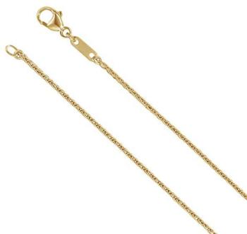 Jewelry 18k Yellow Gold 1.2mm Solid Wheat Chain Necklace