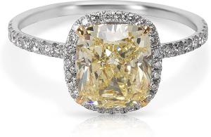 GIA Certified Fancy Light Yellow Cushion Cut Diamond Engagement Ring (2.48 CTW)