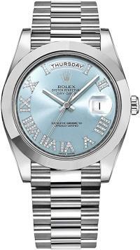 Men's Rolex Day-Date Platinum 41mm Watch with Diamond Roman Numeral Hour Markers