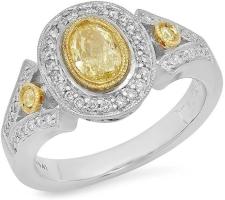 18k Gold 0.77CTW Natural Yellow Diamond Ring