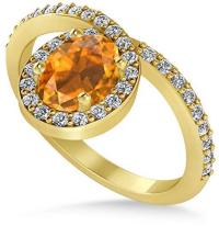 Citrine and Diamond Nouveau Oval Shaped Ring 18K Yellow Gold (1.36 ctw)