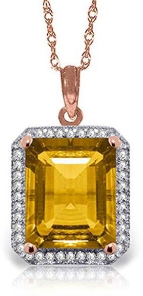 5.4 Carat 14K Solid Rose Gold Isabella Citrine Diamond Necklace with 20 Inch Chain Length
