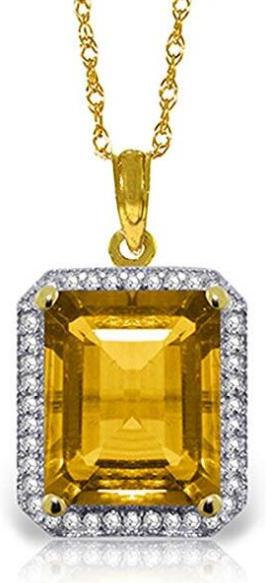 5.4 Carat 14K Solid Gold Isabella Citrine Diamond Necklace with 24 Inch Chain Length