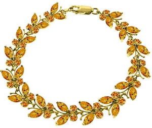 16.5 CTW 14K Solid Gold Butterfly Bracelet Natural Citrine Size 8 Inch Length