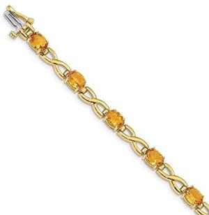 Jewels By Lux 14K Yellow Gold 7x5mm Oval Amethyst Bracelet