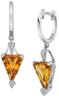 4.35Cts Chevron Natural GemStone and Diamond - Drop Earring for Women in 14K Gold with Prong Setting and Latch Back