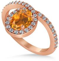 Citrine and Diamond Nouveau Oval Shaped Ring 18K Rose Gold (1.36 ctw)