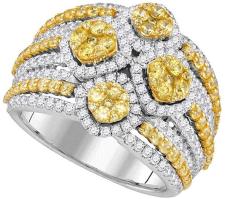 14kt White Gold Womens Round Natural Canary Diamond Fashion Ring