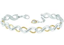 Personalised Silver & Gold Infinity-Style Bracelet With Diamond Accents