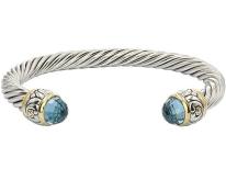 Beautiful Nouveau Collection Large Cuff Bracelet Aqua Cubic Zirconia