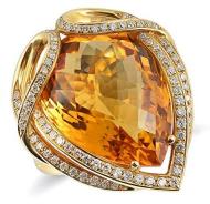 Precious Stars Jewelry 18K Yellow Gold 16.09 ct TGW Citrine One-of-a-Kind Ring