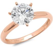 3.0 ct Brilliant Round Cut Solitaire Moissanite Bridal Promise Anniversary Ring in Solid 14k Rose Gold