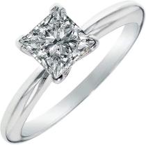 3.0 ct Brilliant Princess Cut Solitaire Moissanite 4-Prong Promise Anniversary Ring in Solid 14k White Gold