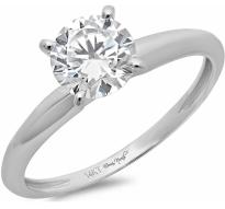 3.0 ct Brilliant Round Cut Solitaire Moissanite 4-Prong Bridal Promise Anniversary Ring in Solid 14k White Gold