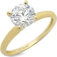 3.0 ct Brilliant Round Cut Solitaire Moissanite Bridal Promise Anniversary Ring in Solid 14k Yellow Gold