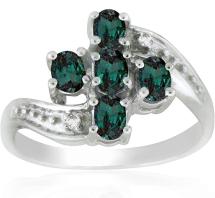 Natural Color Changing Alexandrite and Diamond Ring in 14 Karat White Gold