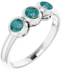 Platinum Alexandrite Three-Stone Bezel-Set Ring - Size 7