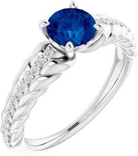 Bonyak Jewelry Platinum Blue Sapphire and Diamond Ring - Size 7