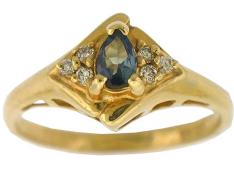 All Natural Color Changing Gemstone Alexandrite and Diamond Ring in 14k Gold