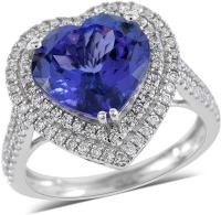 Heart AAAA Blue Tanzanite White Diamond Halo Ring Jewelry for Women Ct 3.6 E-F Color Vs1-Vs2 Clarity