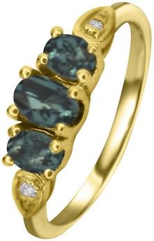 Natural Color Changing Alexandrite Diamond Ring in 14 Karat Yellow Gold