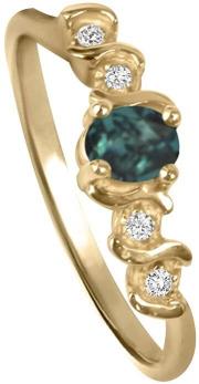 Stunning Natural Alexandrite Gemstone and Diamond Ring in 14K Gold