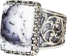 Solid 925 Sterling Silver Men Ring, Steel Pen Craft, (The Stone Will be Similar) Dendritic Agate Natural Gemstone