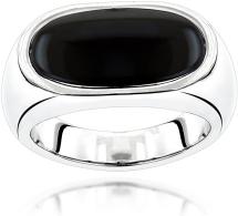 Unique Platinum Men's Natural Black Onyx Ring For Him