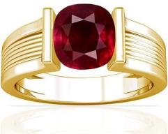 18K Yellow Gold Cushion Cut Pigeon Blood Red Color Ruby Solitaire Ring