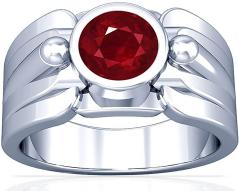 Elegant Solitaire Mens Ruby Ring in Platinum
