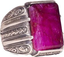 Jewelry Ruby Natural Gemstone, 925 Sterling Silver Mens Byzantine Pattern Ring