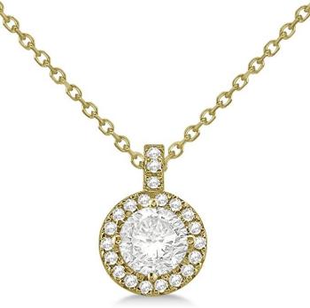 14k Gold Women's Diamond Halo Pendant Necklace Pave Round Solitaire 2.50 Carats