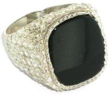 Sterling Silver Mens Large Cushion Shape Onyx Ring