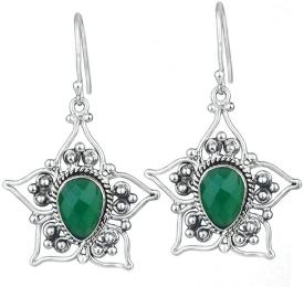 925 Sterling Silver natural gemstone Green Onyx Earrings Jewelry