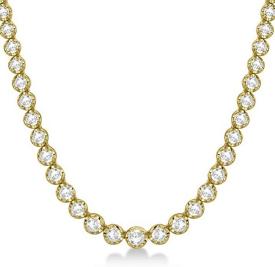 14k Gold Modern Brilliant Cut Diamond Eternity Tennis Necklace G-H SI1-SI2 (10.35ct)