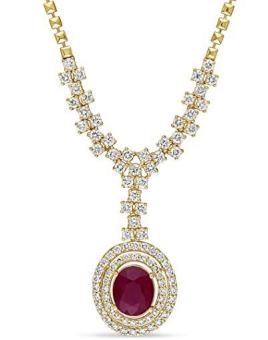 14k Gold Ruby and Diamond Fashion Necklace