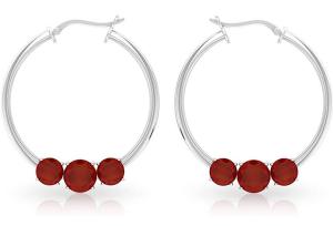 3Ct Red Onyx Hoop Earring