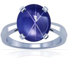 Gemstone Inclusions Platinum Oval Cut Natural Blue Star Sapphire Solitaire Ring